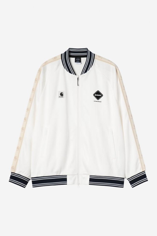 Carhartt F.C.Real Bristol x Carhartt WIP Varsity Track Jersey Blouson - White Carhartt F.C.Real Bristol x Carhartt WIP Varsity Track Jersey Blouson - White